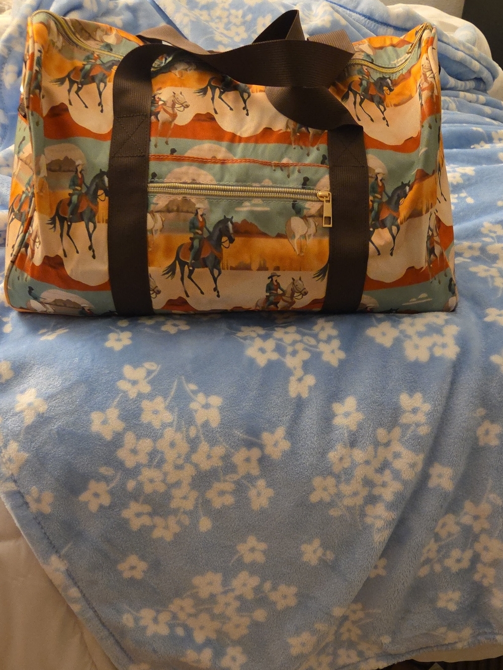 Kids Equestrian Print Weekender Bag in Multi-Color
